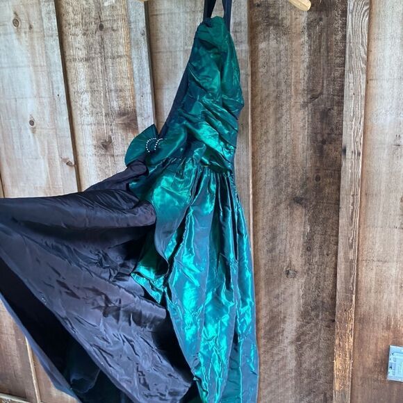 Gunne Sax By Jessica McClintock 80’s-90’s Halter Taffeta Green Bow Dress - Picture 5 of 16